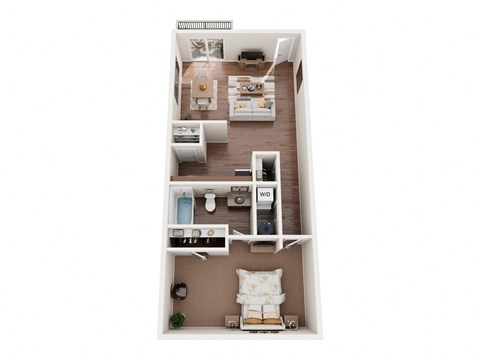 a floor plan of a house with a bedroom and a living room